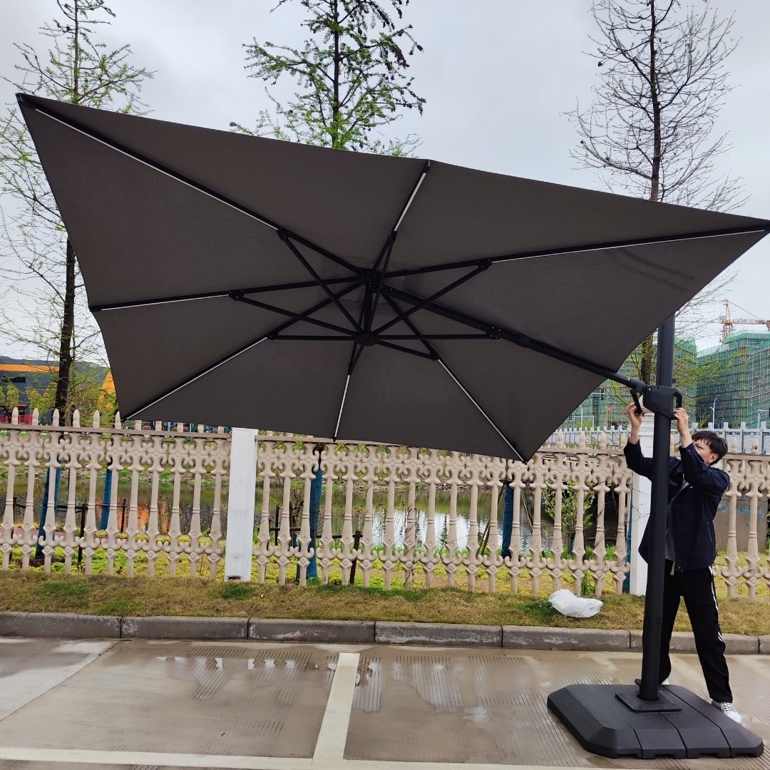 UV Sun Protection Big Size Aluminum Frame Outdoor Beer Garden Sun LED Light Patio Roma Parasol Roman Umbrella