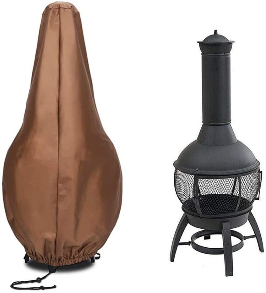 Waterproof All-season Customized Brown Chiminea Cover Locking Rope Outdoor Fire Pit Cover