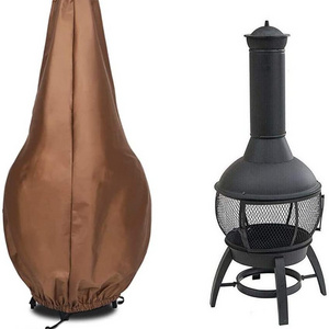 Waterproof All-season Customized Brown Chiminea Cover Locking Rope Outdoor Fire Pit Cover