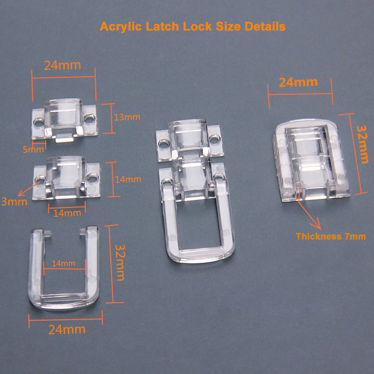 Clear Acrylic Clip Lock Transparent Acrylic Latches Hinge Lock Spin Lock for pet cage door