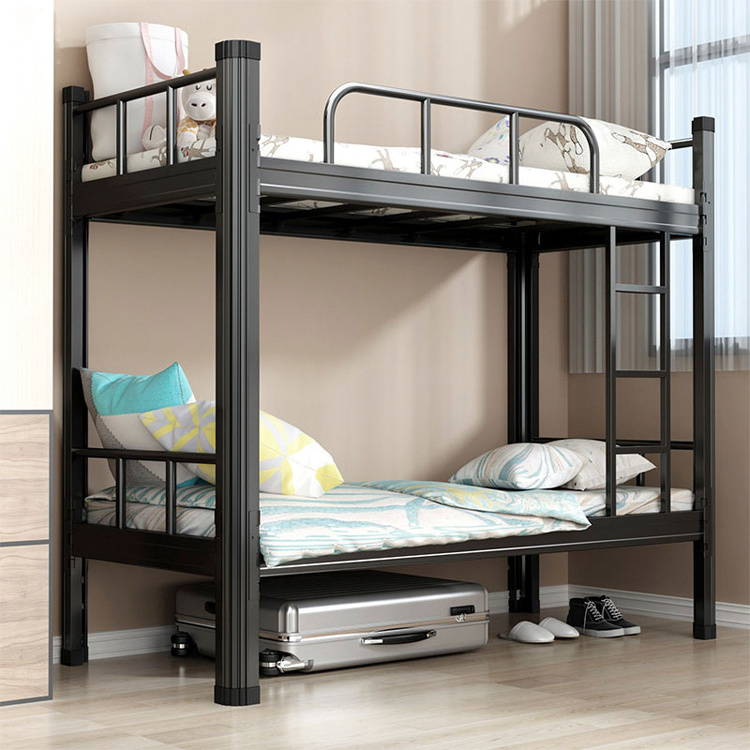 Factory direct sales double deck steel metal frame bunk bed decker bunk beds hostel bunker bed lit superpose tempat for sale