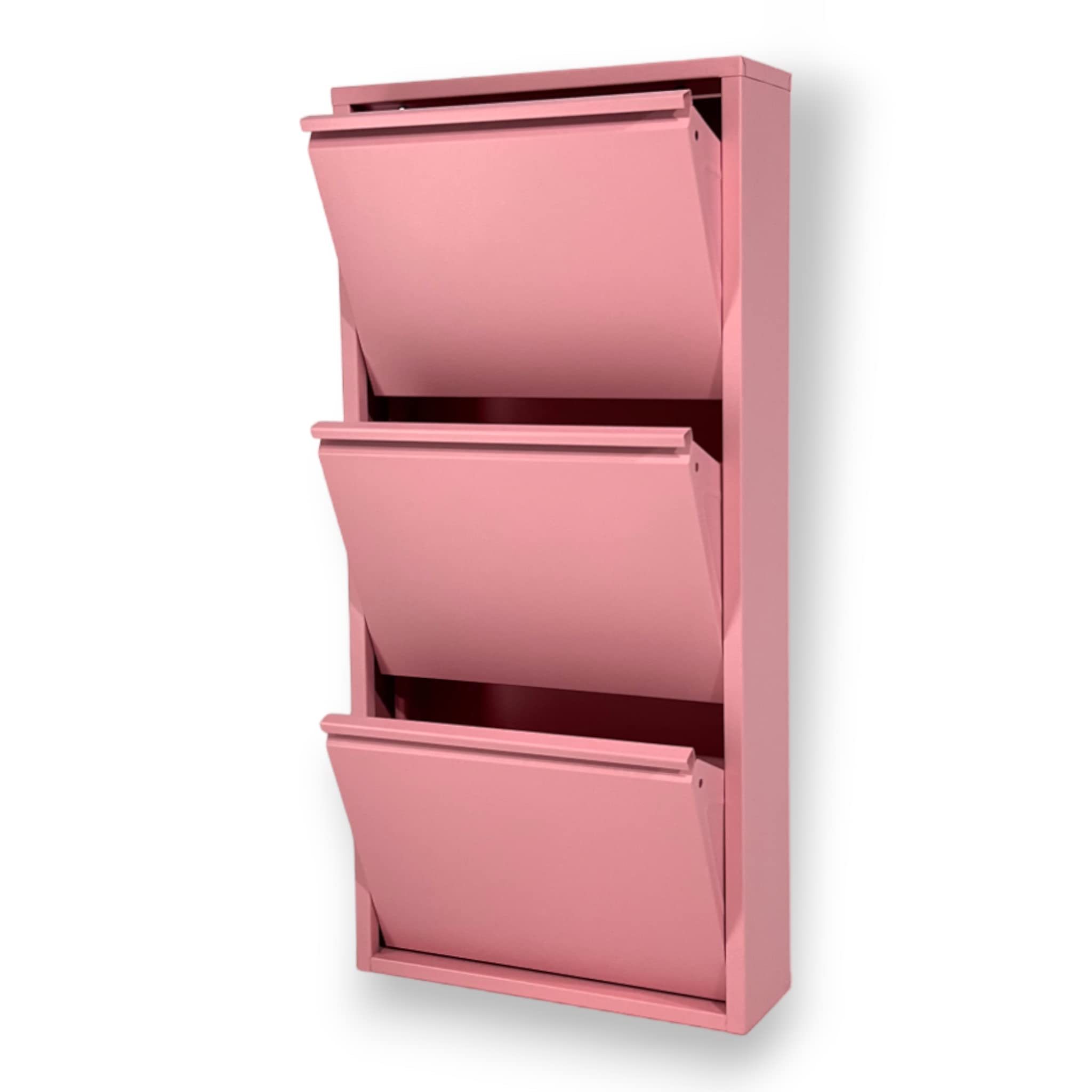 Shoe Cabinet Narrow Shoe Rack Metal High Cabinet with Magnetic Cover Metal Mounted Shoe Rack