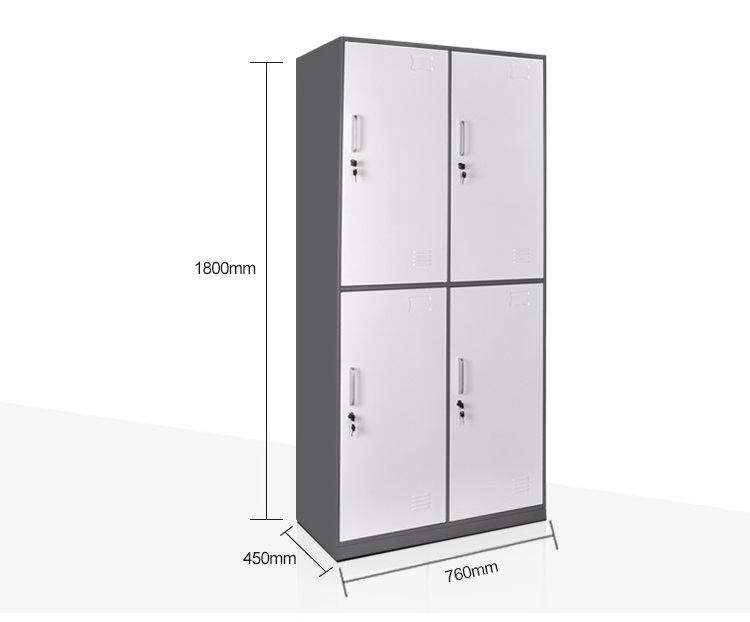 Storage locker staff clothes storage locker 4 doors steel storage metal wardrobe