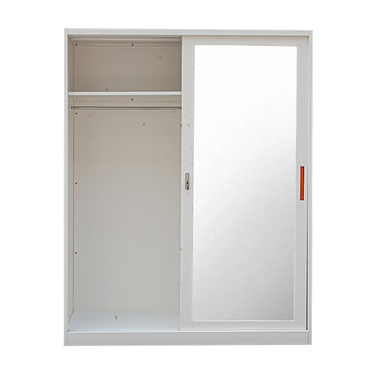 Sliding wardrobe steel bedroom wardrobe design 2 door metal wardrobe closet lemari pakaian bongkar pasang lemari