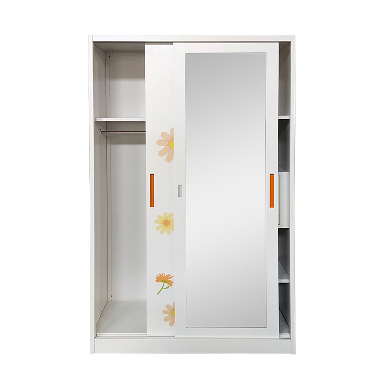 Wardrobe Manufacturers Two Door Wardrobe With Sliding Doors Closet Cabinet Locker Steel Wardrobe with mirror