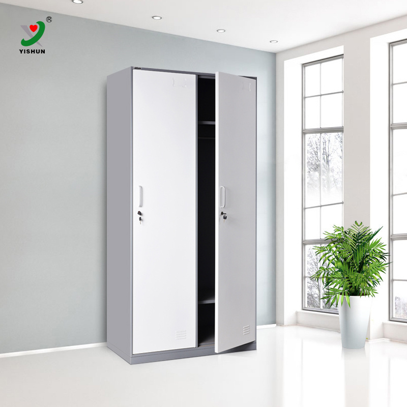 2 door metal steel closet with lockers can be customized with portable storage cabinet