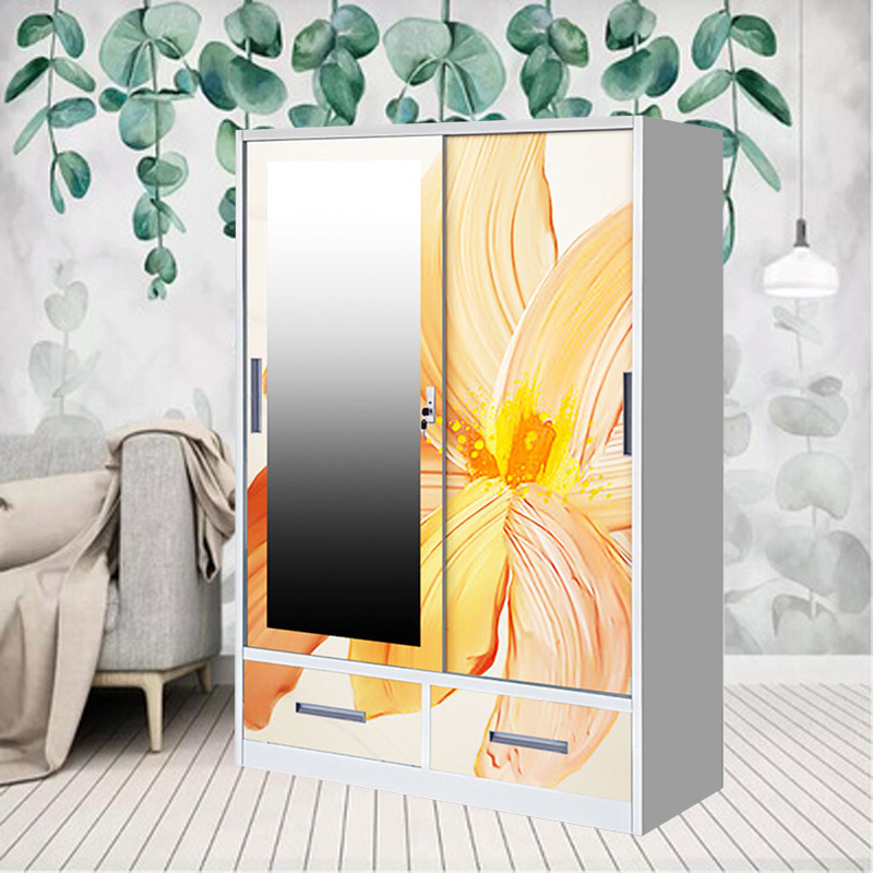 Cheap price new design steel home swing wardrobe lemari pakaian ayunan rumah baja