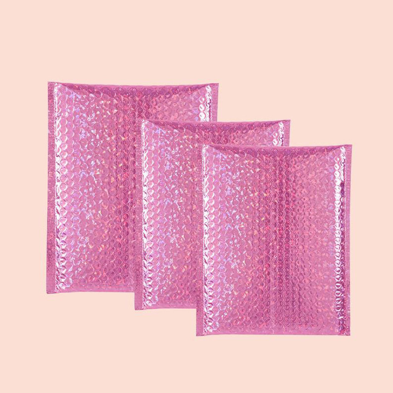 Wholesale Custom Printed pink Colored Plastic mailer bag bubble envelopes