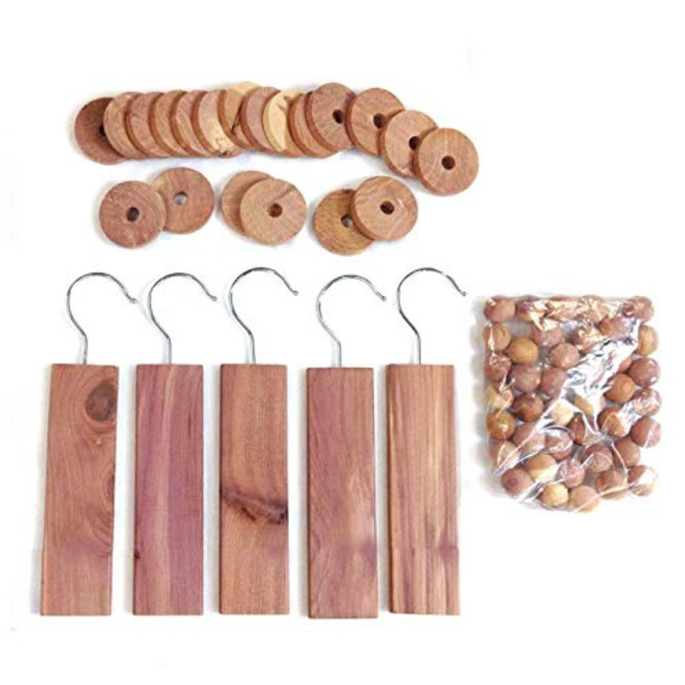 Yisidikao Natural Color Aromatic Block Sachet Rings Set Boards Hanger Cedar Wooden