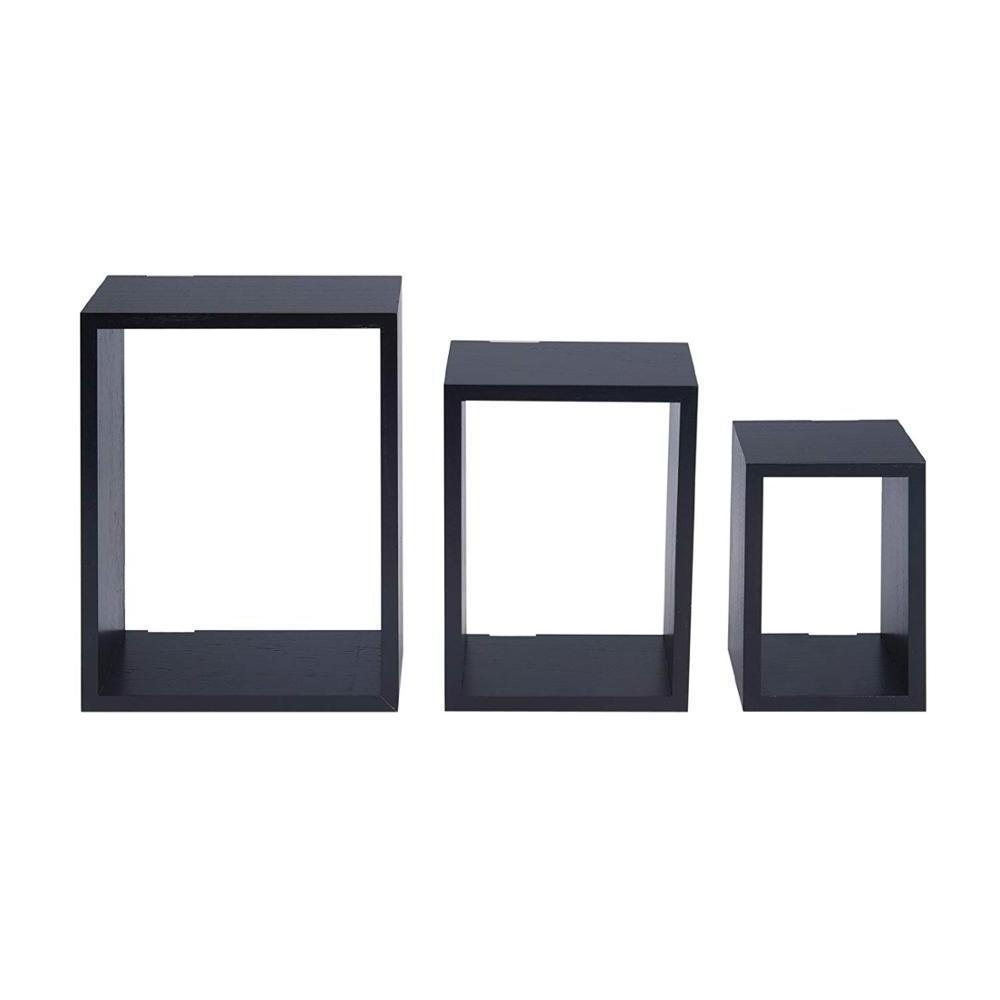 3 Set Modern Home Decor White Black Square Wall Cube Shelf Wood Floating Shelves Wall Mounted For Living