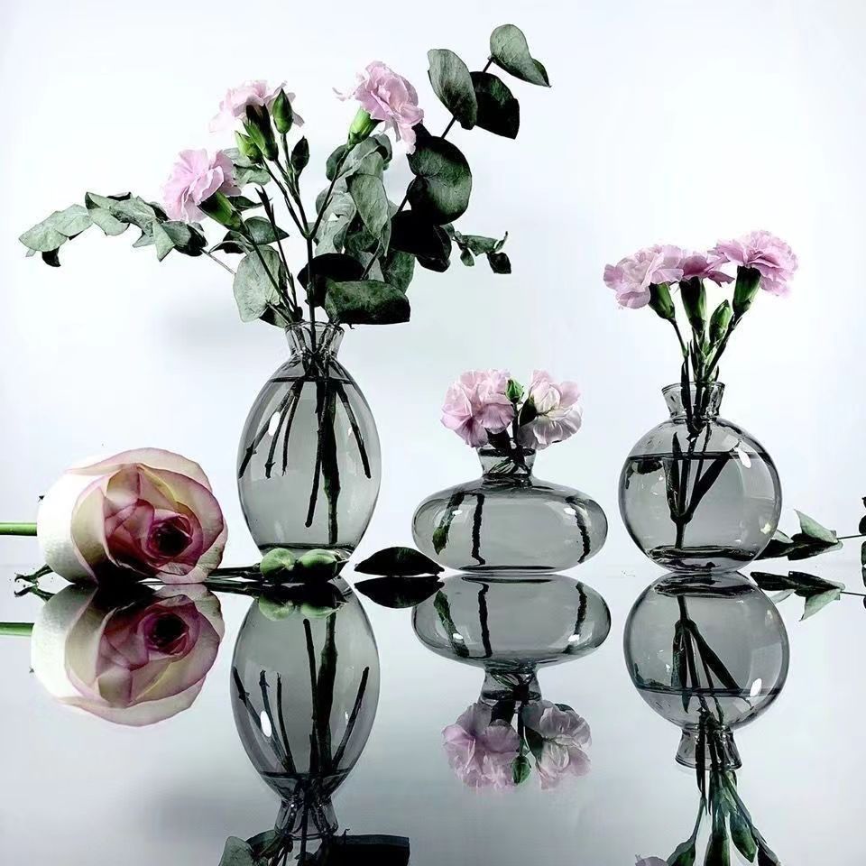 Mini glass flower vase small glass bud vase set colored flower vase in bulk for home wedding party