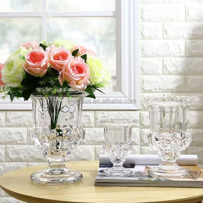 Crystal Glass Flower Vase Set Transparent Wedding Home Decor Mini Retro Clear Glass Vase for Flowers