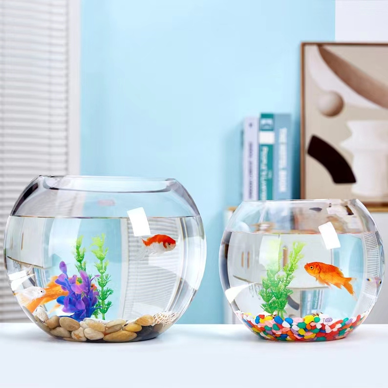 Home Decorative Hand Made Clear Round Glass Fish Bowl