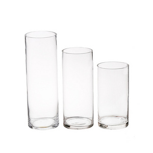 China profession manufacturer simple cylinder tall clear flower glass vase