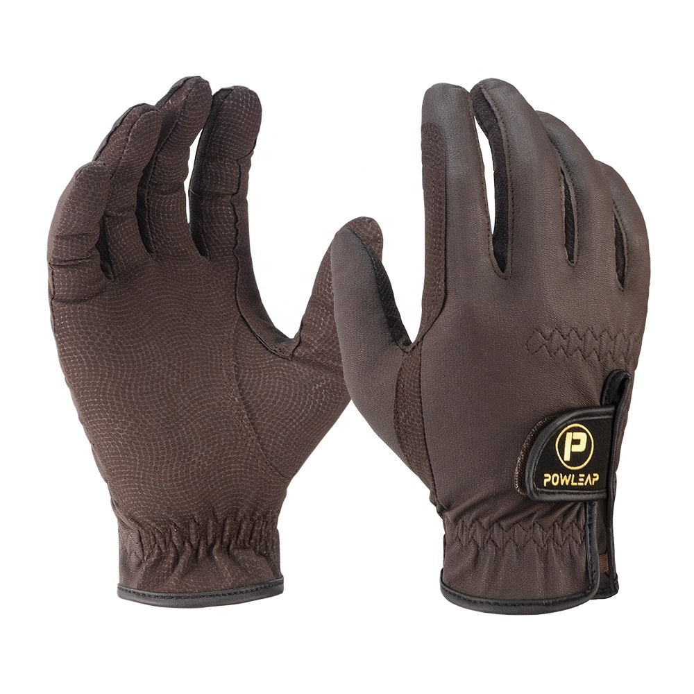 Pro Wholesale Lightweight Horse Riding Gloves Customized Black Equestrian Horse Riding Gloves for Men Women