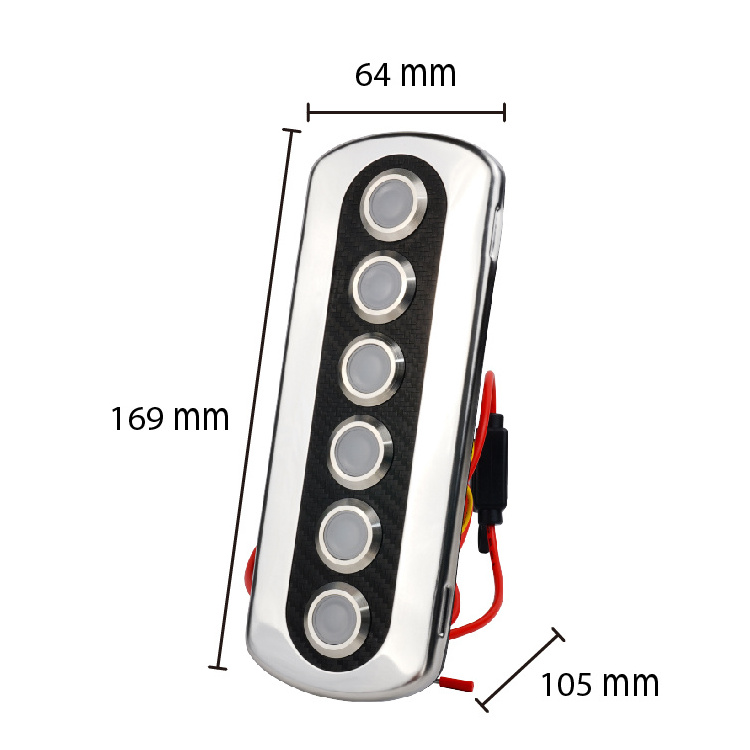 Marine Boat 6 Gang Push Button Switch Panel