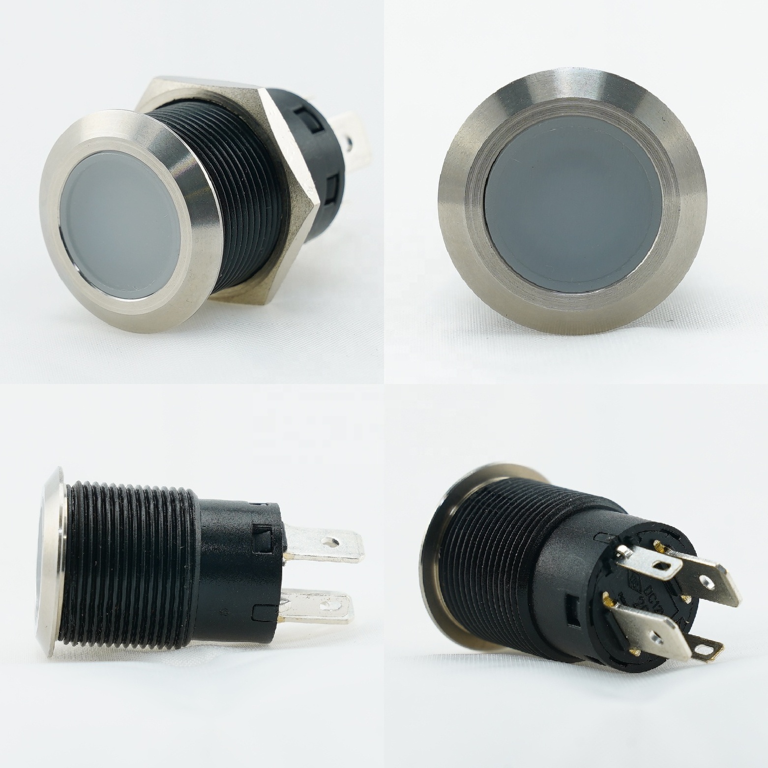 YIS Marine 19mm Metal Illuminated Push Button Switch 12V IP67 20A led Pushbutton Ring anti vandal round on off marine switches