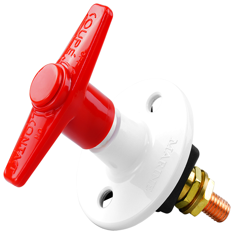 YIS Marine Battery Isolator Switch 300A SPST ON-OFF Red T Handle Bar with White Painted Enclosure