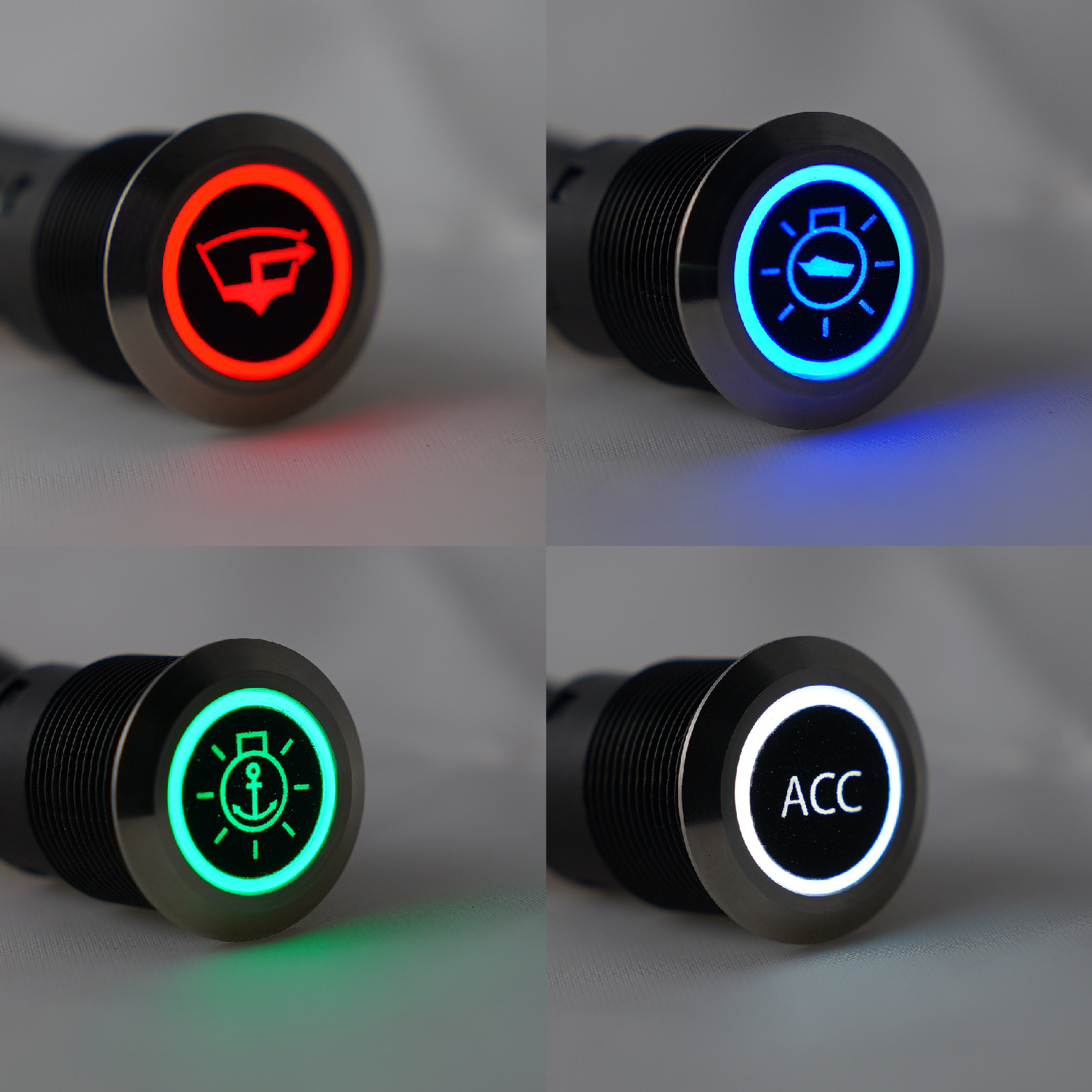 YIS Marine 19mm Metal Illuminated Push Button Switch 12V IP67 20A led Pushbutton Ring anti vandal round on off marine switches