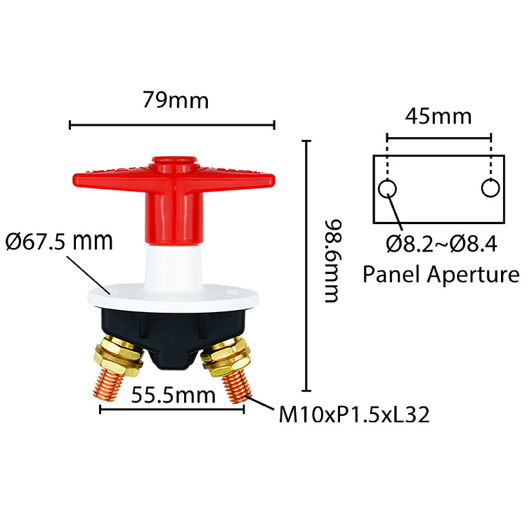 YIS Marine Battery Isolator Switch 300A SPST ON-OFF Red T Handle Bar with White Painted Enclosure