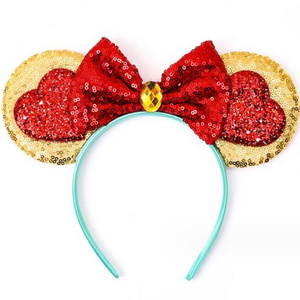 New Cute Cartoon Love Mouse Ears Hair Band Bow Glitter Wholesale Character Customized Beauty Salon Headband