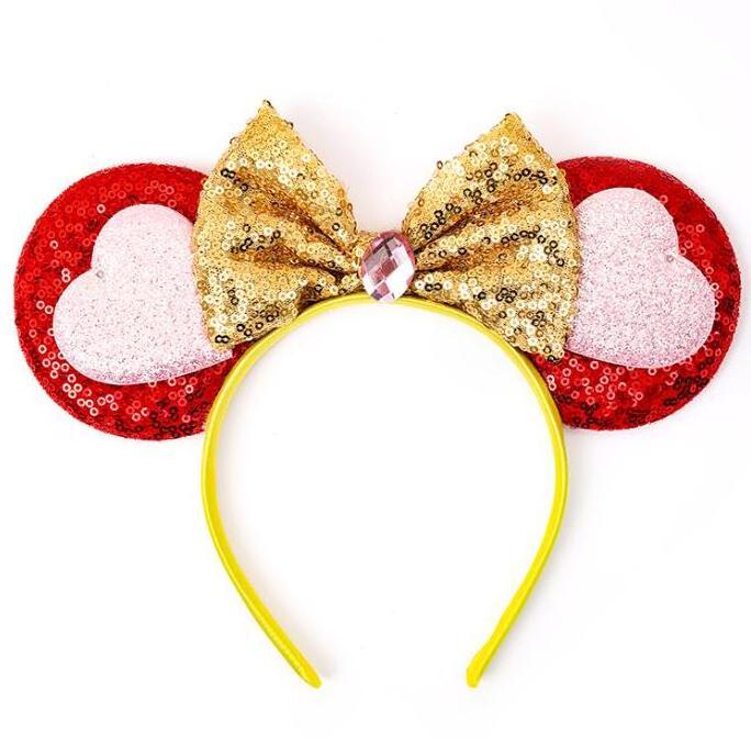 New Cute Cartoon Love Mouse Ears Hair Band Bow Glitter Wholesale Character Customized Beauty Salon Headband