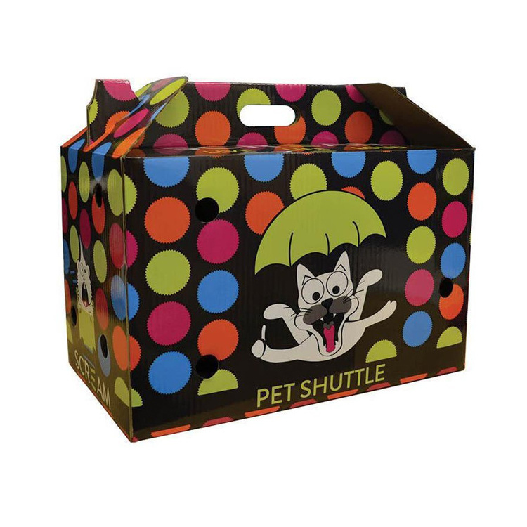 Custom printed gable small paper animal packaging cardboard pet carrier box