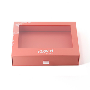 Custom Logo Luxury Small Cardboard Pull Tab Drawer Packaging Skin Care Gift Box with Pvc Clear Window