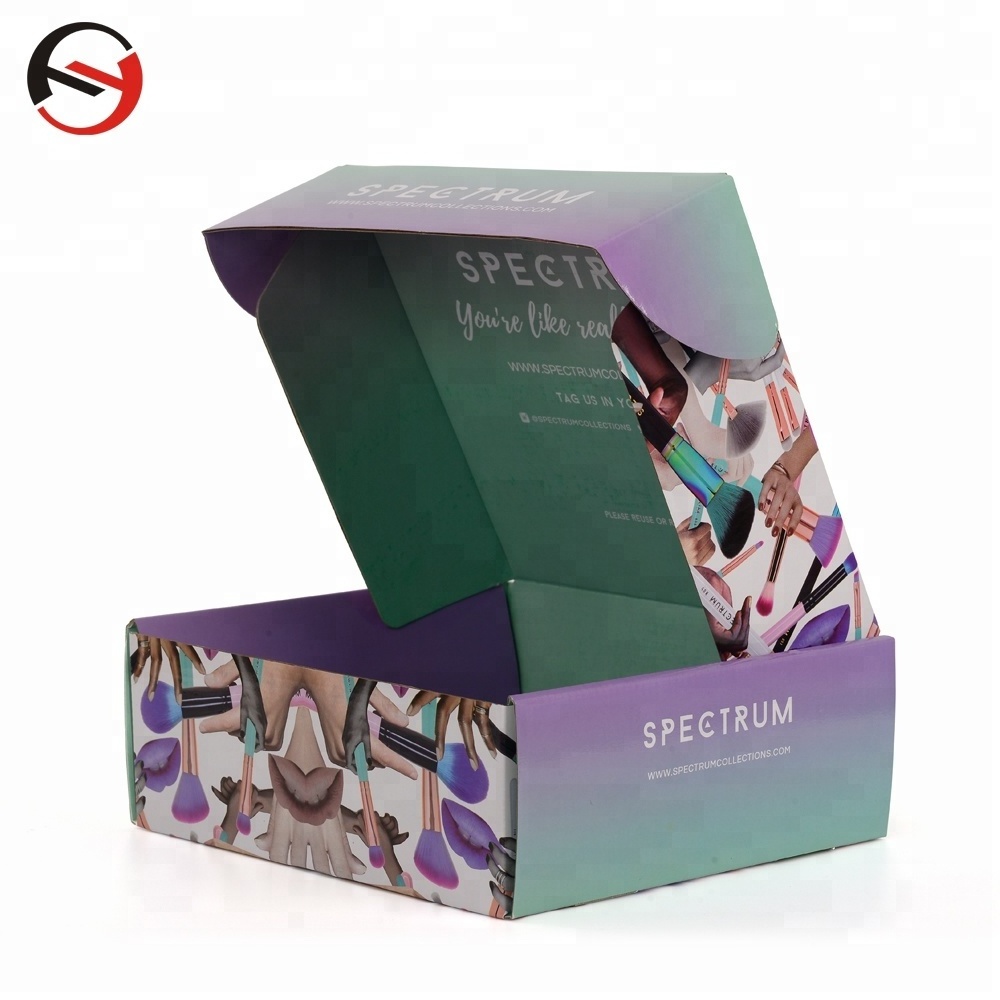 Custom Exquisite Design Gradient Color Paint Powder Make up Brush Set Girls Female Cosmetic Gift Mailer Box Packaging