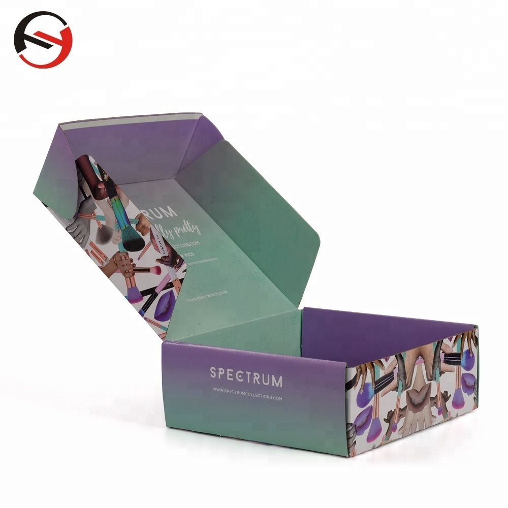 Custom Exquisite Design Gradient Color Paint Powder Make up Brush Set Girls Female Cosmetic Gift Mailer Box Packaging