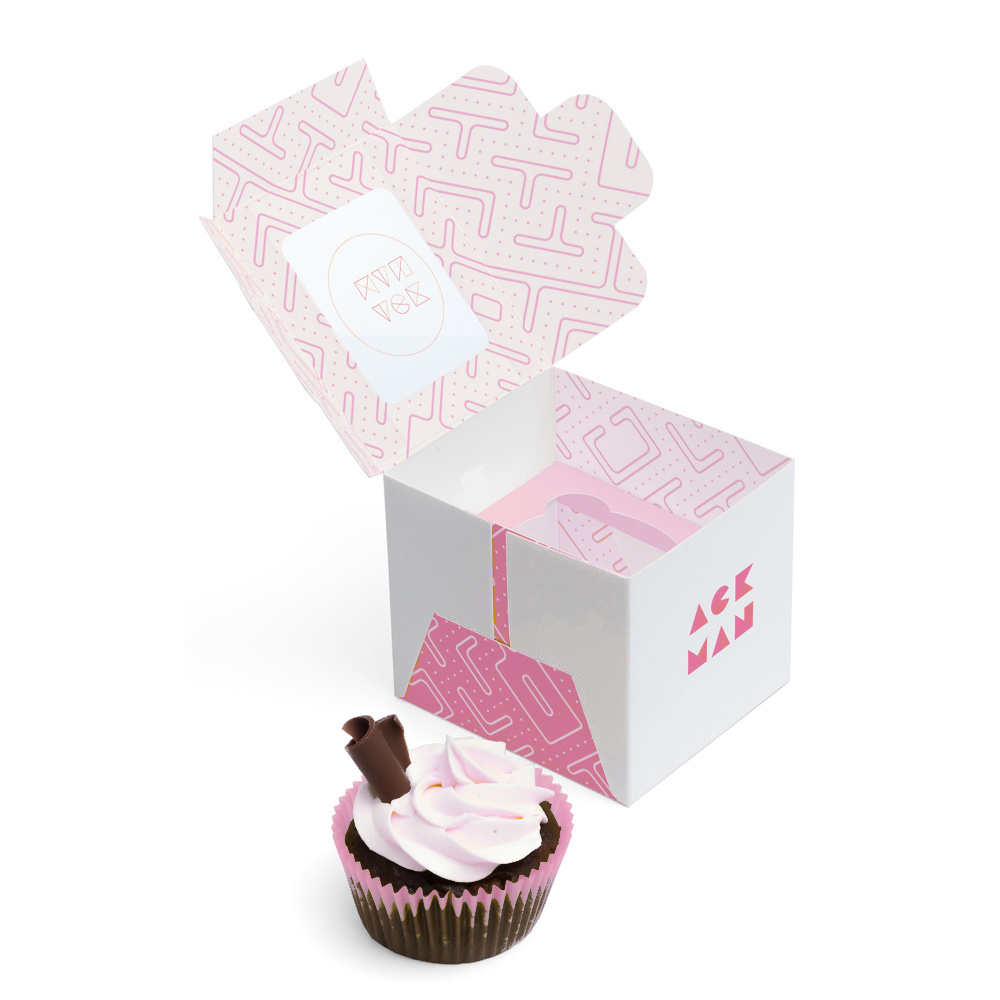 Wholesale Custom printed Logo Pink Donut Cake Pastry Bakery Cupcake Box Packaging With Window