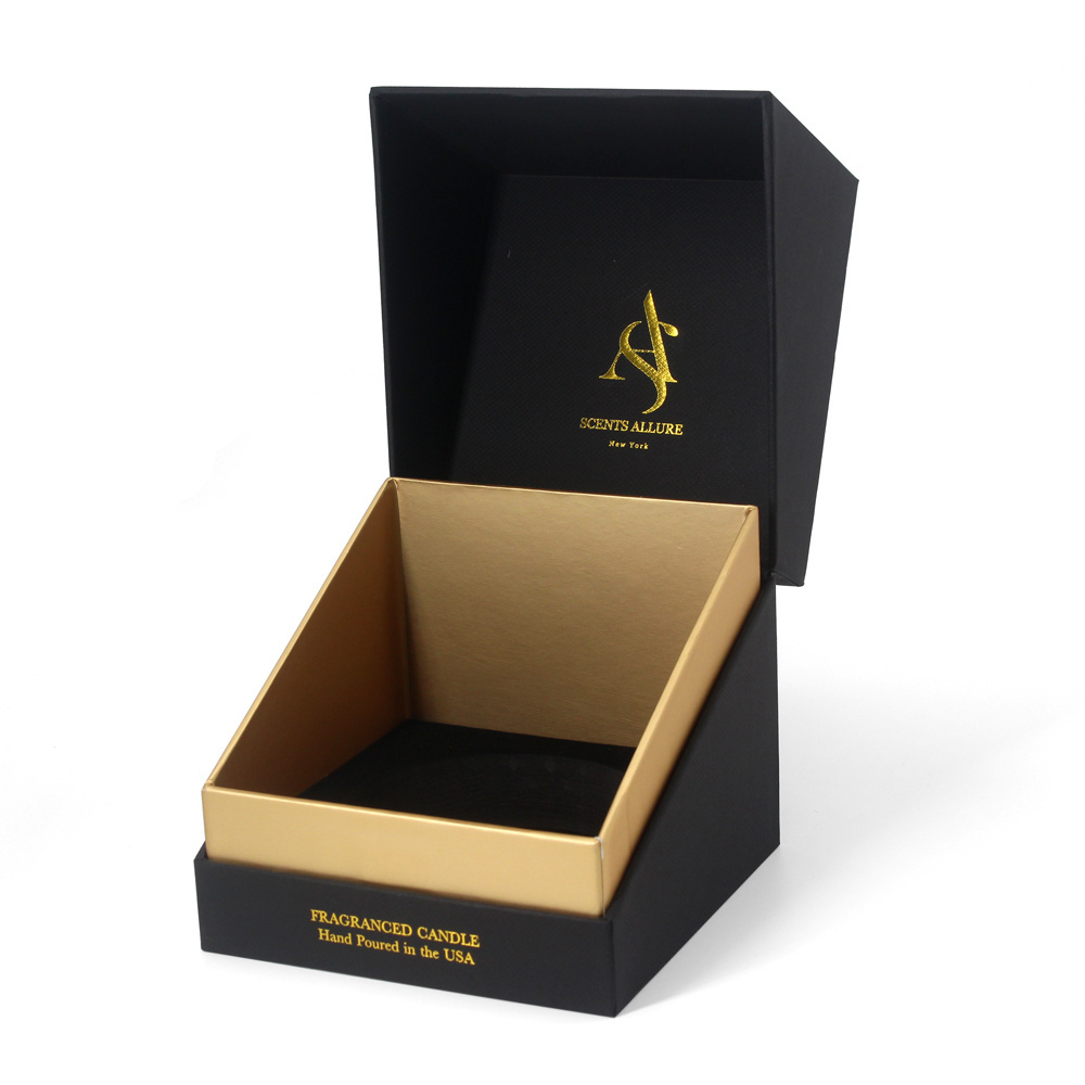 Custom logo luxury empty cardboard rigid 2 two piece scented candle jars gift packaging boxes for candles