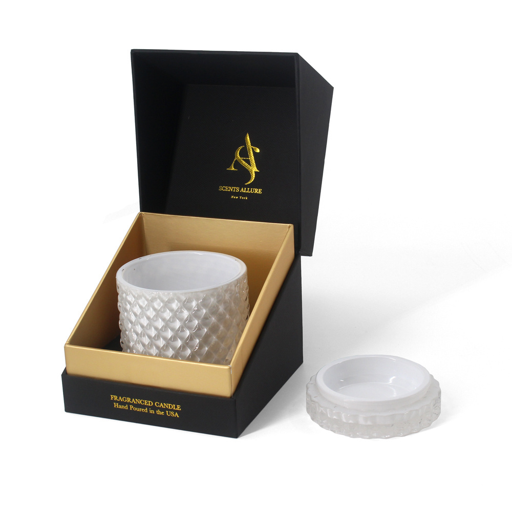 Custom logo luxury empty cardboard rigid 2 two piece scented candle jars gift packaging boxes for candles