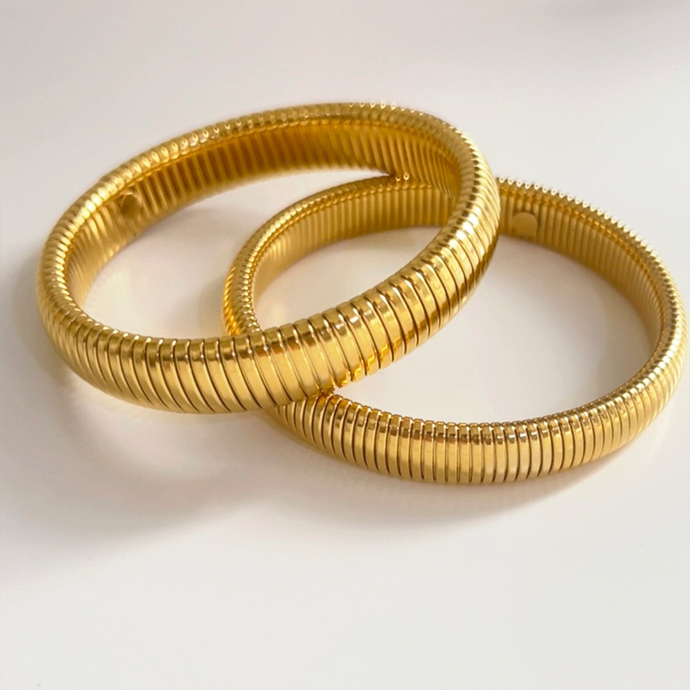 Wholesale Elastic Flexible Bracelet 18K Gold Plated Stainless Steel Stacking Wristband Stretch Link Chain Bracelet YF3444