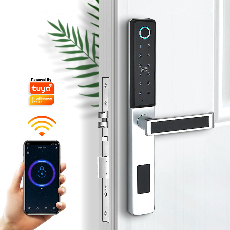 Digital Fingerprint Lock for Glass Sliding Wooden Door Home Security With Tuya APP Waterproof Outdoor Gate Lock