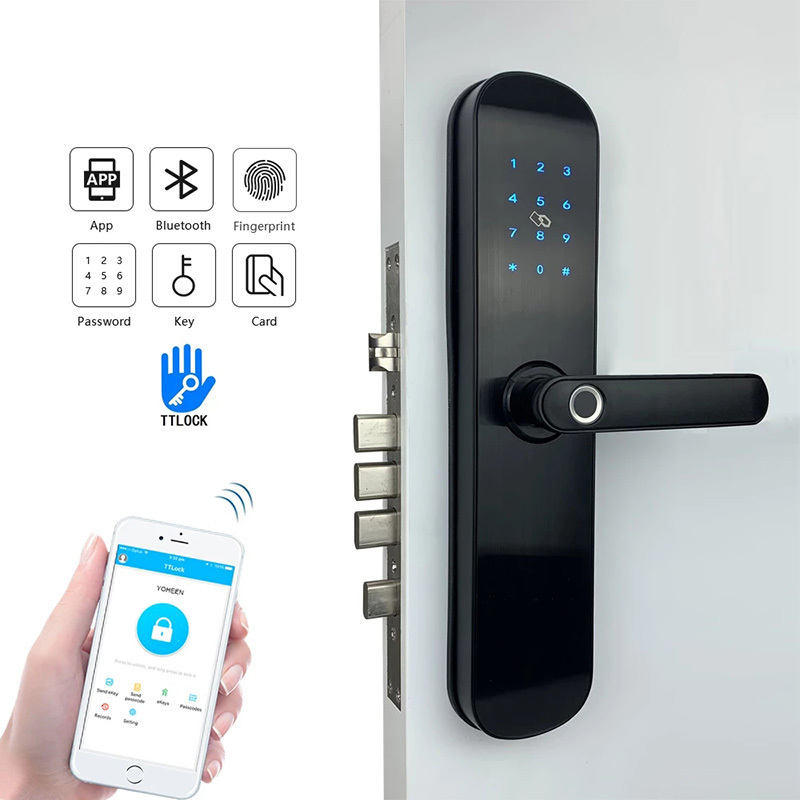 Biometric Fingerprint Lock Home Security Entrance Smart Door Lock with TTLOCK Tuya APP Remote Unlock Door Access Control System