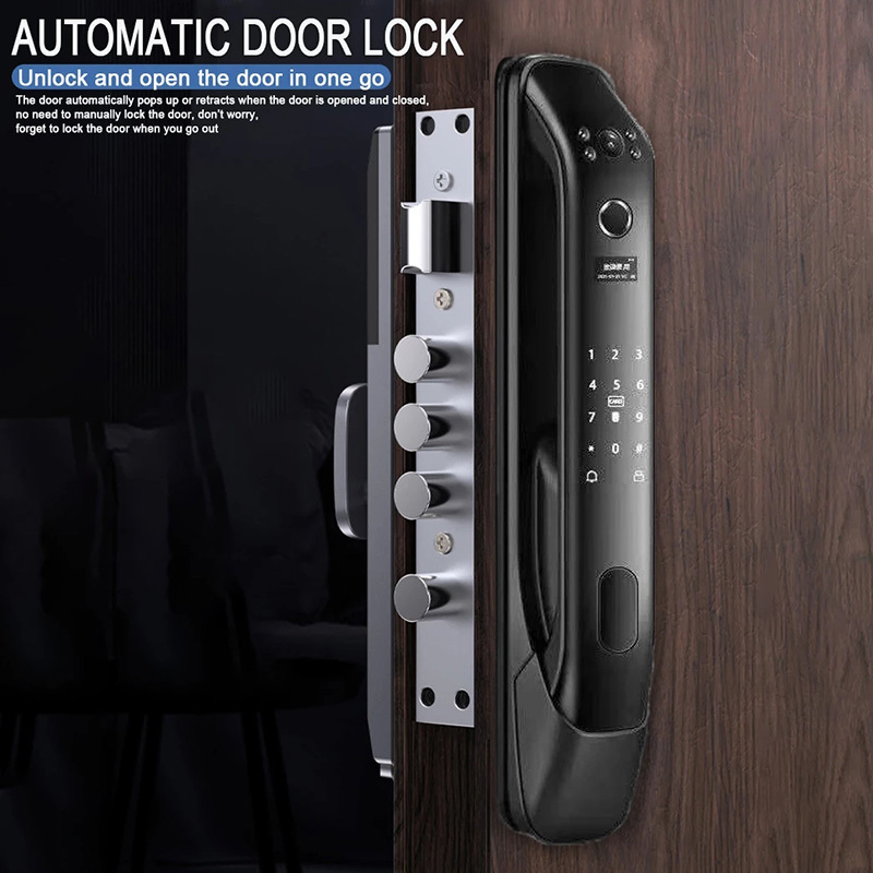 New Biometric Fingerprint Lock Security Smart Door Lock Password Key IC Card Unlock APP Camera Monitor Electronic Lock