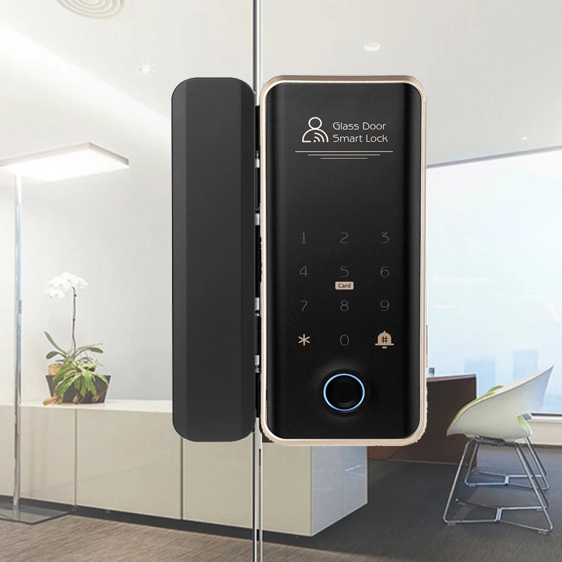 TTLock APP Smart Keyless Remote Unlocking Fingerprint Lock with Password Card For Frameless Frame Glass Push Sliding Door