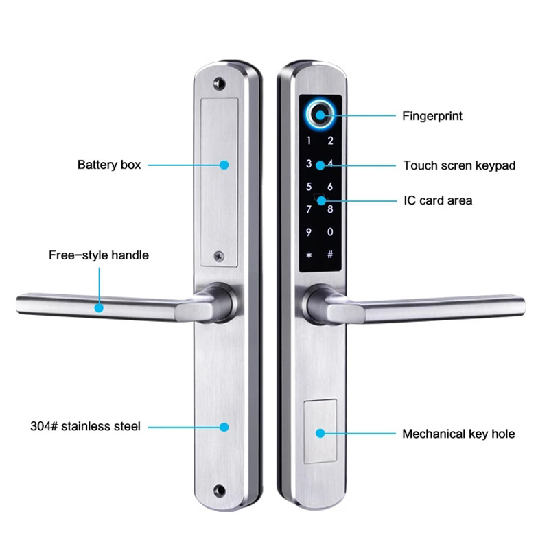 Waterproof Outdoor Gate Lock Smart Fingerprint TTLOCK APP Keyless Electronic Door Lock for Aluminum Door/Iron Gate