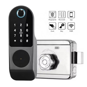 Yistar digital rim key lock italy stanterd electric fingerprint card password tuya app access remote control gate door lock