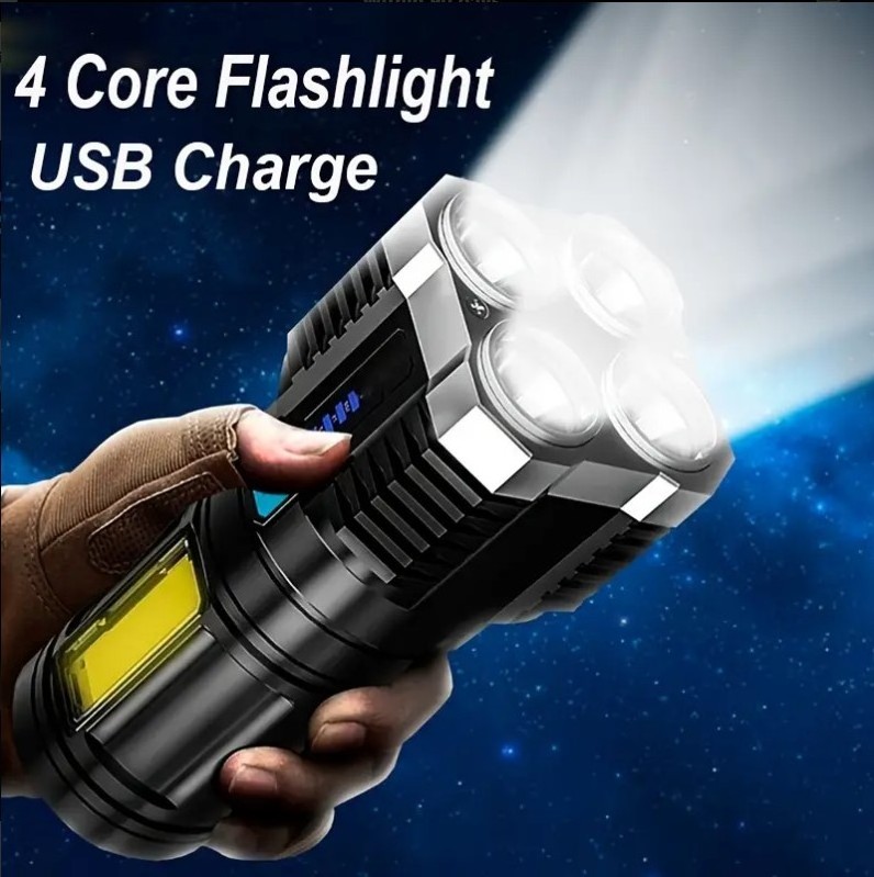 4-Mode Brightness Adjustment Outdoor Emergency Use Multi-Functional LED Display Flashlight