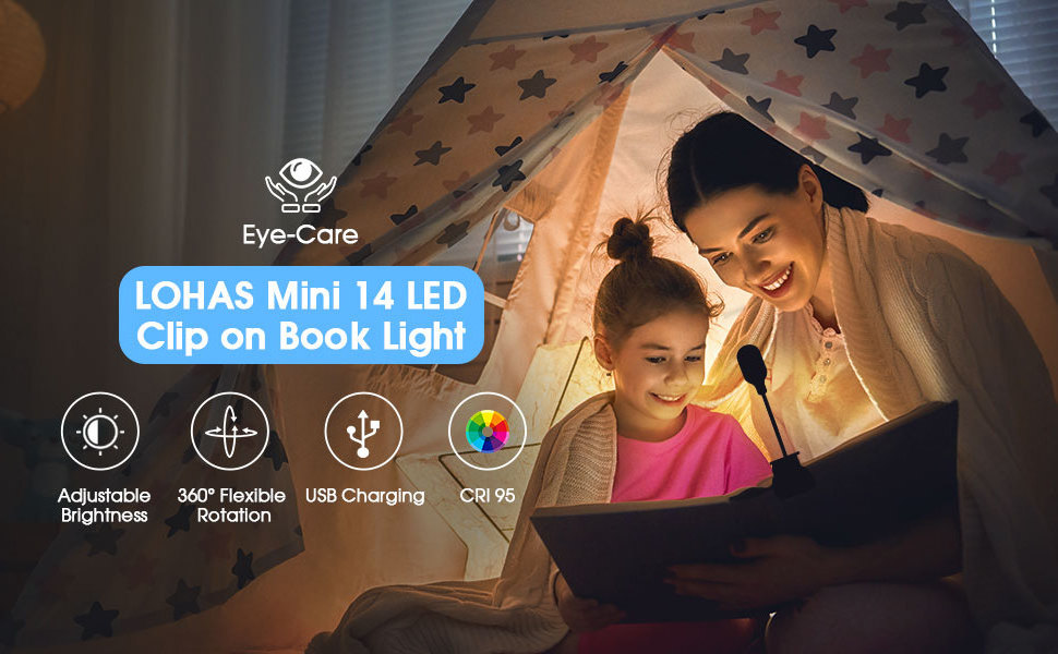 USB Read Book Lights For Kids Reading In Bed Rechargeable Dimmable Reading Light Lamp Flexible Clip Book Led Light