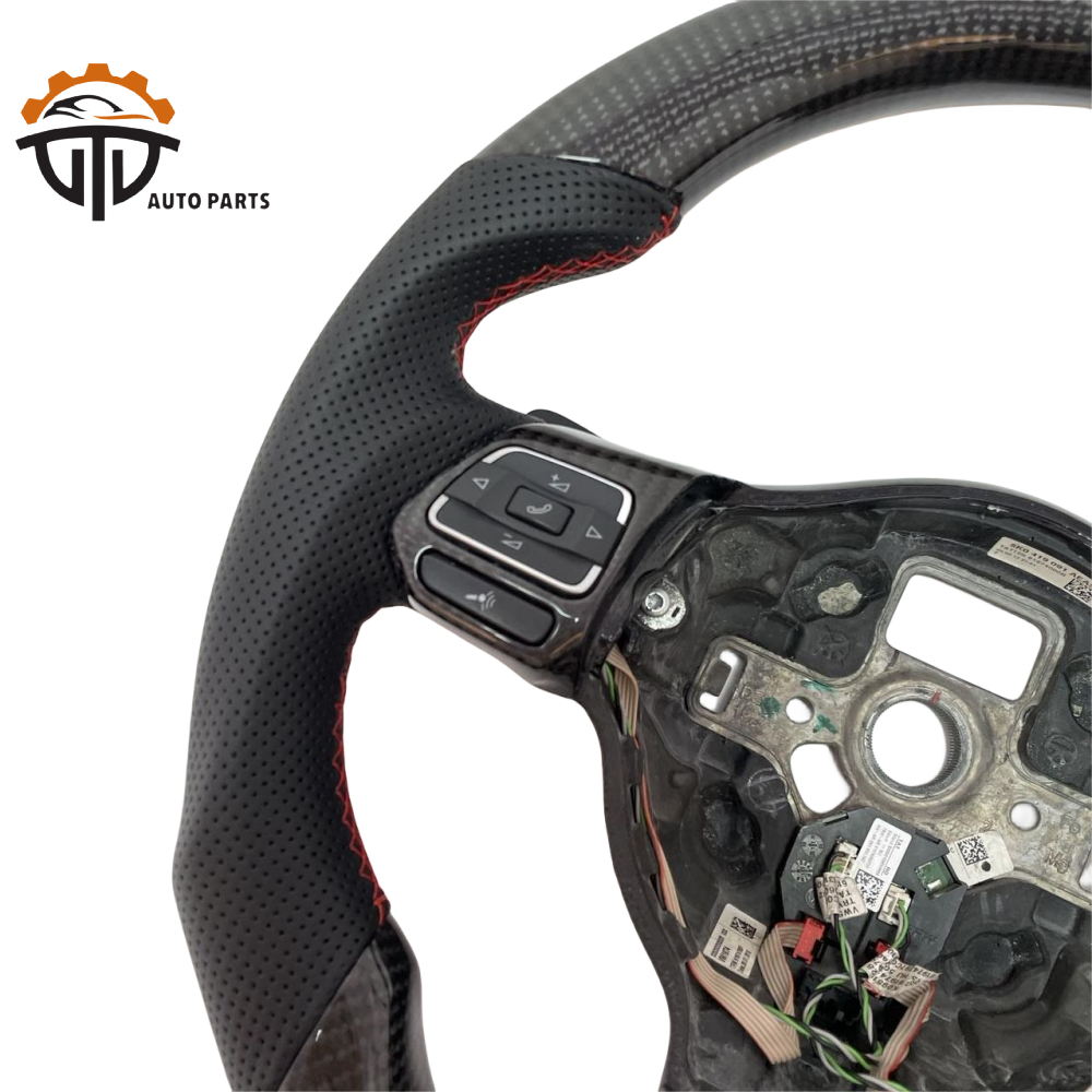 Auto Accessories Leather Real Carbon Fiber Steering Wheel For VW golf 6 gti