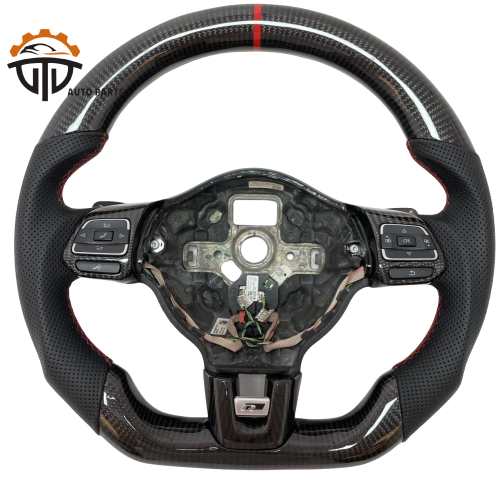 Auto Accessories Leather Real Carbon Fiber Steering Wheel For VW golf 6 gti