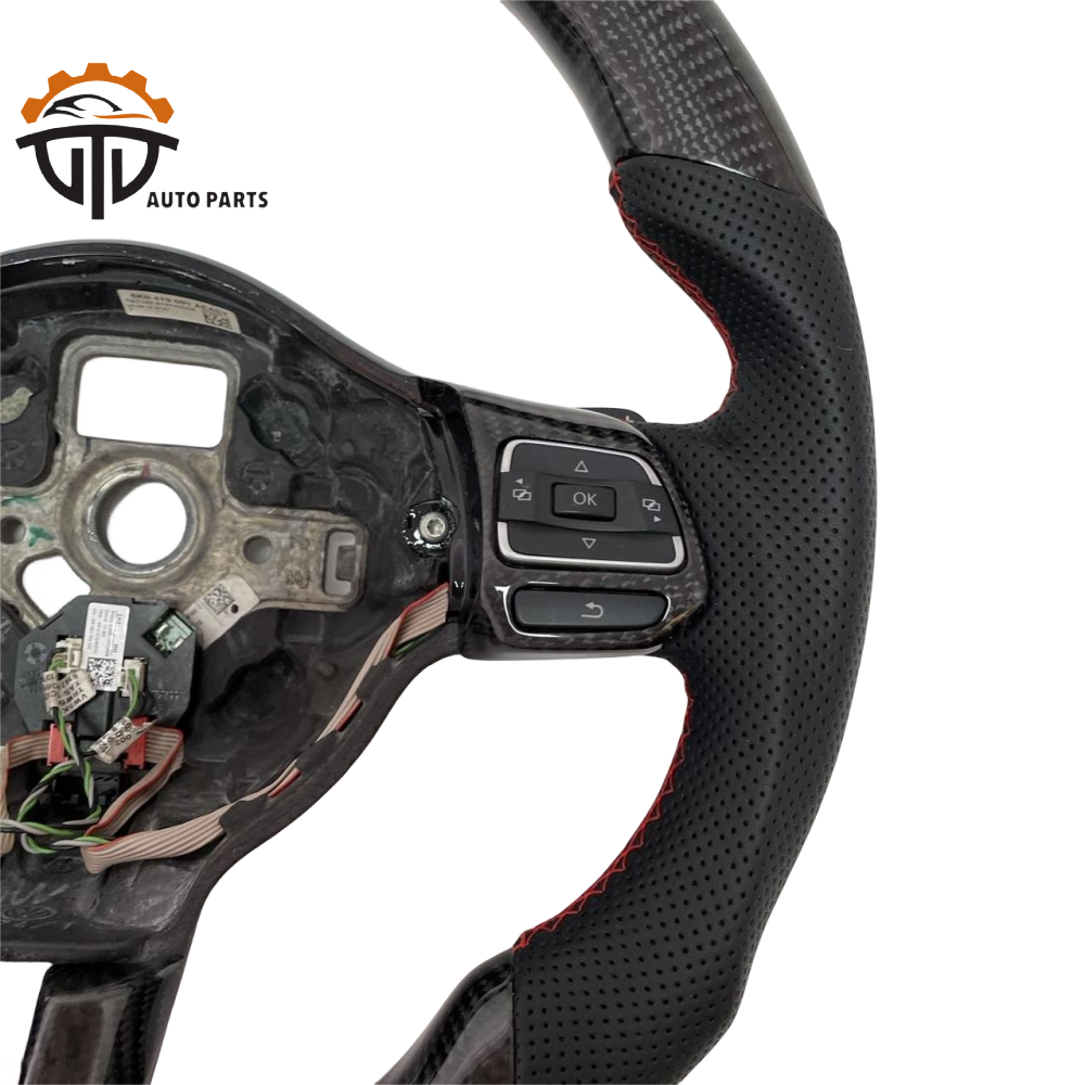 Auto Accessories Leather Real Carbon Fiber Steering Wheel For VW golf 6 gti