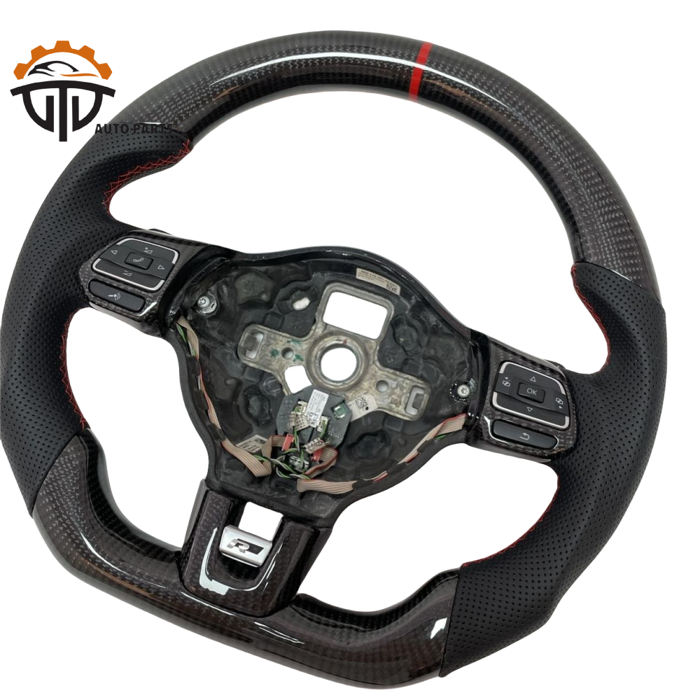 Auto Accessories Leather Real Carbon Fiber Steering Wheel For VW golf 6 gti