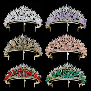 Wedding Rhinestone Crowns And Quinceanera Blue Bridal Crowns Pageant Big Rhinestone Tiaras For Little Girls