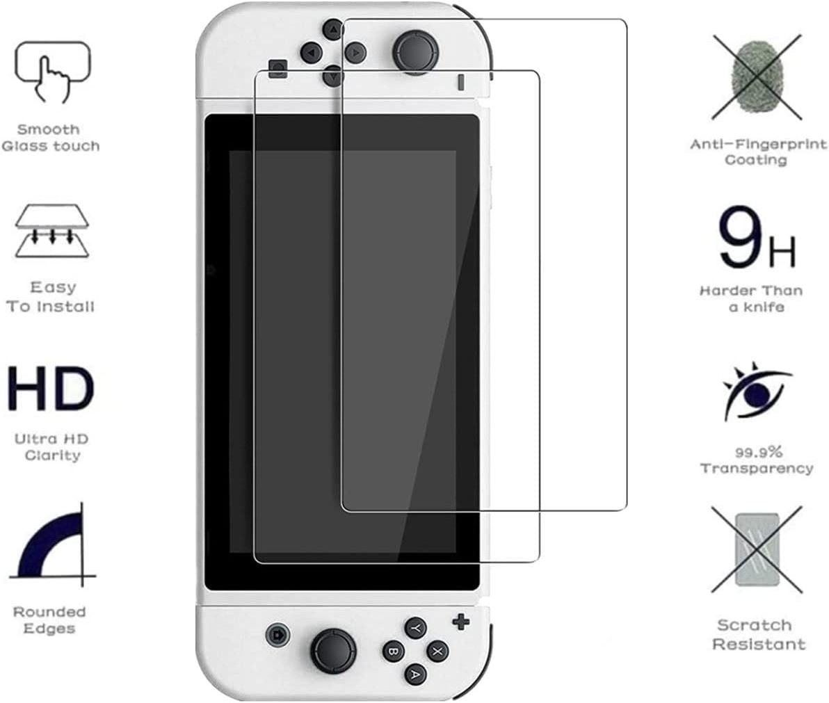 Crystal Clear Transparent Tempered Glass For Nintendo Switch Oled Lite Screen Protector Anti Scratch Bubble Free