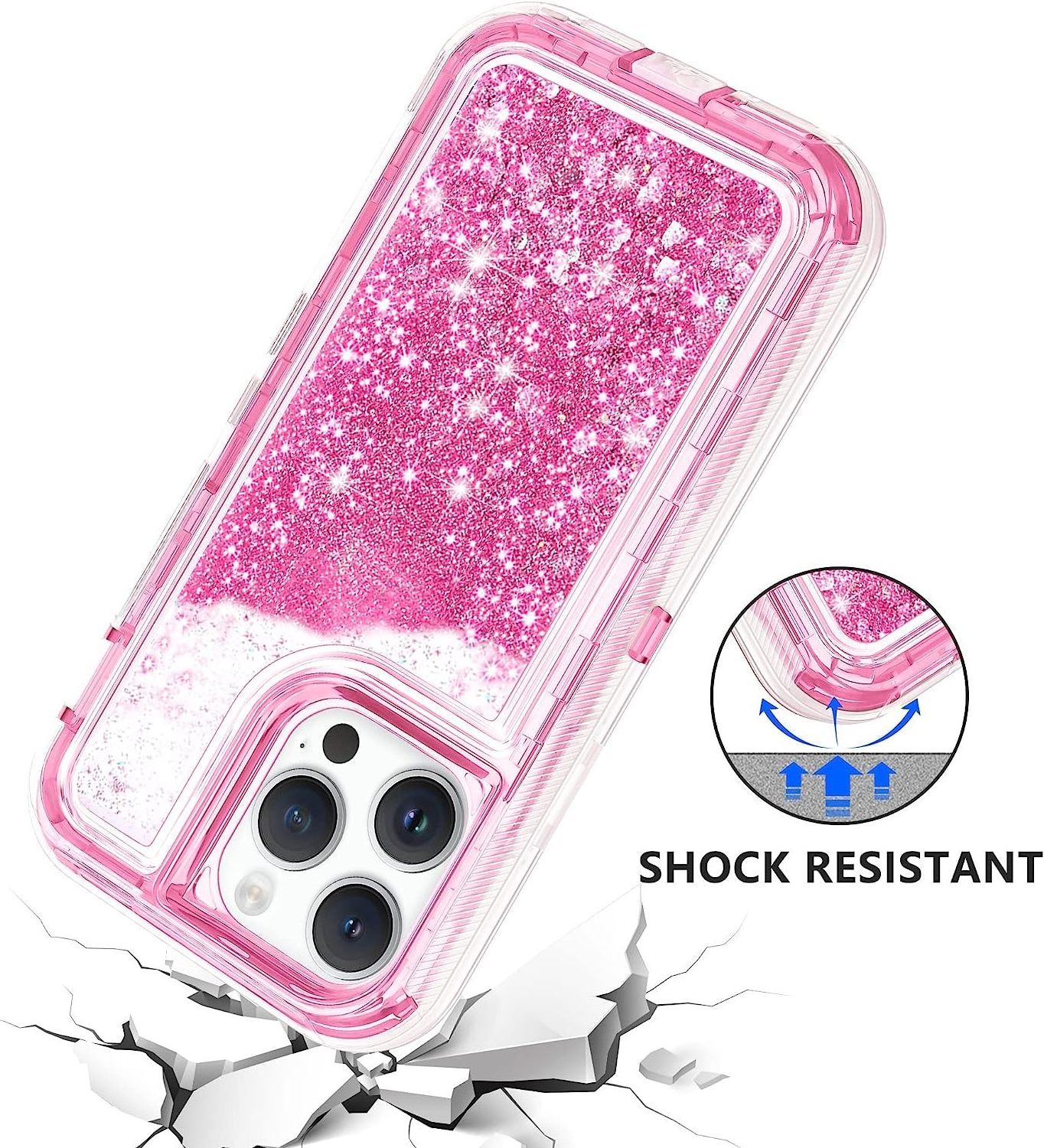 Water Glitter Phone Cases For iPhone 15 14 13 Pro Max Bling Bling Flowing Liquid Sand Quicksand Sparkle Heavy Duty Back Cover