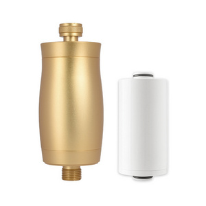 Gold Color Aluminum Material Bathroom Shower Filter Chlorine Remove Shower Water Filter